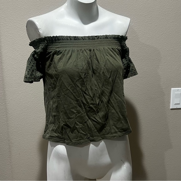Express Tops - Express olive green off the shoulder blouse